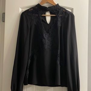 Womens high neck black lace blouse